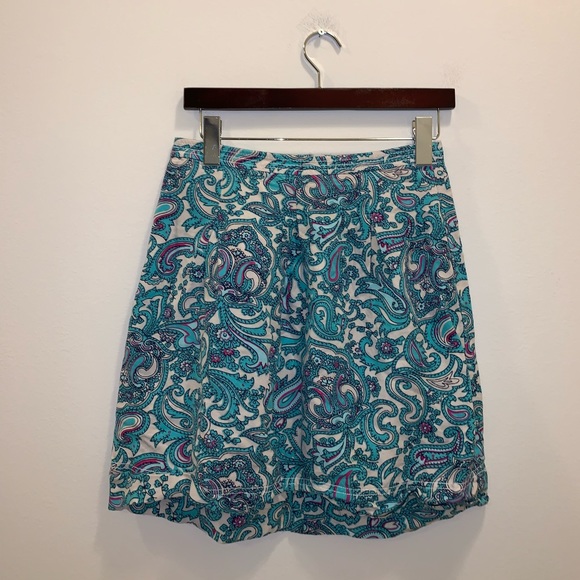 LOFT Green & Cream Zip Up Skirt size 0 - Picture 2 of 10